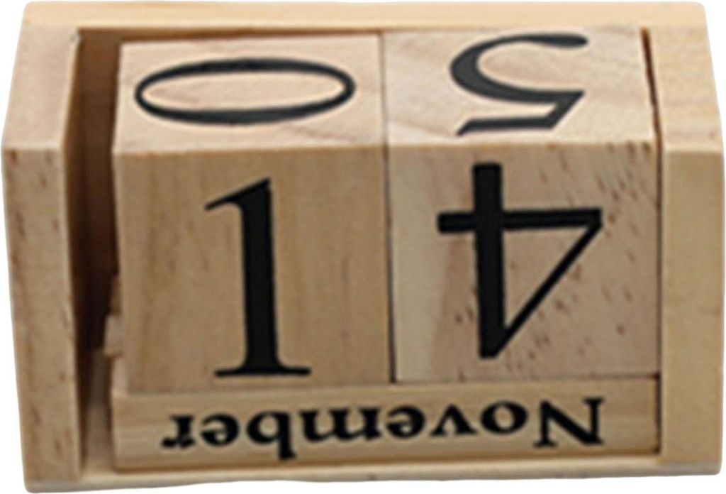 Holzblöcke, Schreibtischkalender, Monats- und Datumsanzeige, wiederverwendbar, Bauernhaus, rustikaler Massivholz-Ewiger Kalender, Home-Office-Desk...