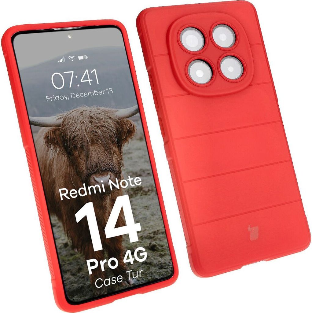 Gepanzerte Bizon Tasche Tur für Xiaomi Redmi Note 14 Pro 4G, rot