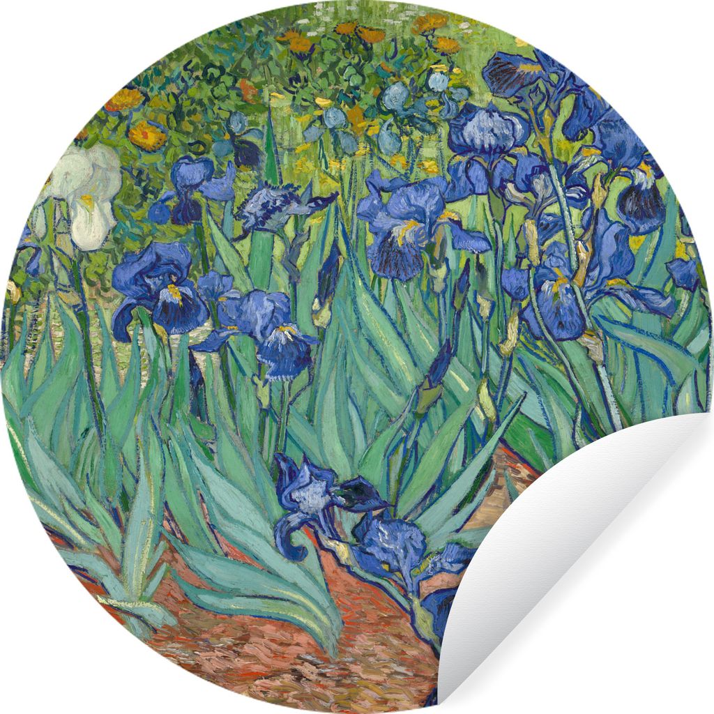 MuchoWow Runde Wandtattoo - Wandsticker Tapete Aufkleber Die Schwertlilien - Gemälde von Vincent van Gogh Ø 50 cm Selbstklebend und Repositioni...