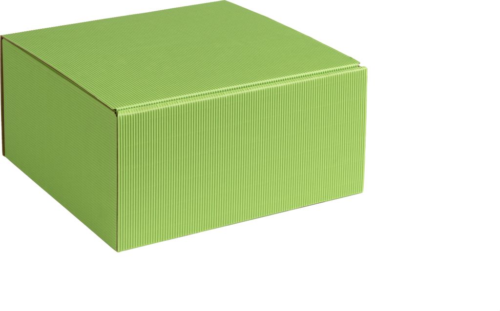 Geschenkbox aus offener Wellpappe, Geripptes Karton HELLGRÜN, Format 30x30x11cm, 35 St.