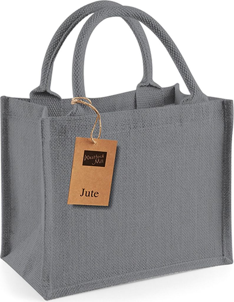 Westford Mill W412 | Jute Mini Gift Bag 26 x 22 x 14 cm - Farbe: Graphite Grey/Graphite Grey - Größe: One Size
