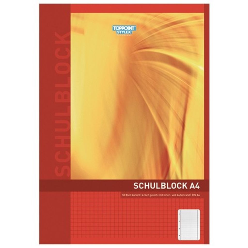 Stylex 40057 Schulblock, DIN A4, gelocht, kariert - 50 Produktbild 