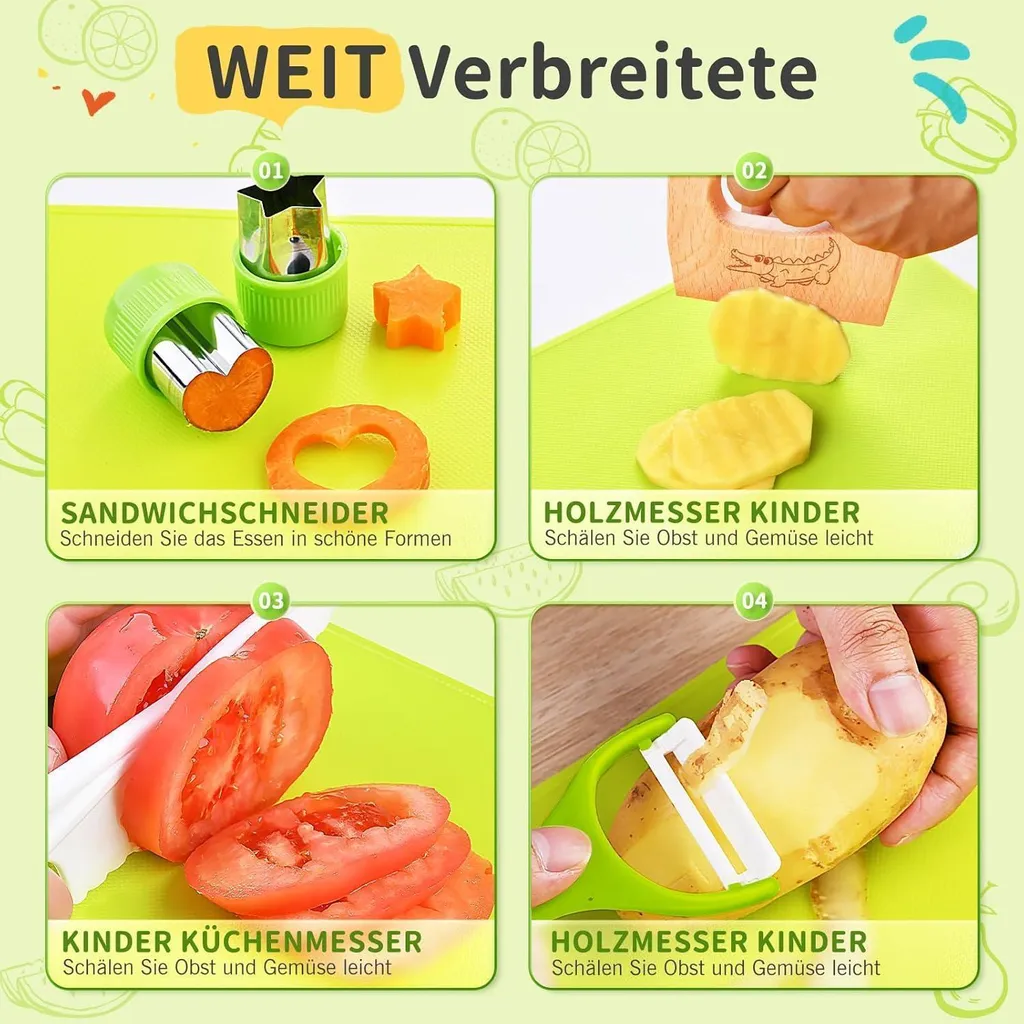 Apprendre à cuisiner pour enfant | Pack 17 pcs couteau et accessoires - 4
