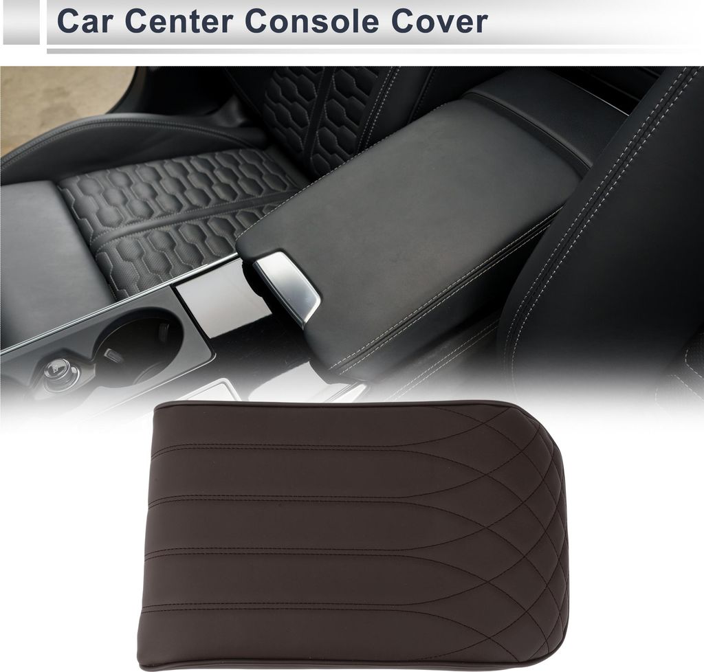 Car Center Console Cover Car Armrest Cover 34,5x21,5x5cm / 13,58"x8,46"x1,97" Dunkelbraun Nappaleder