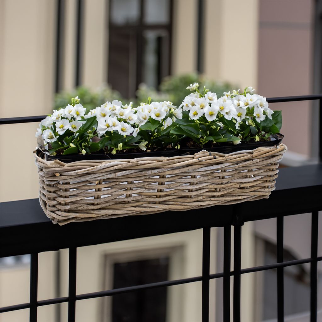Balkonkorb Rattan in natur - 60x20 cm / 2 Stück