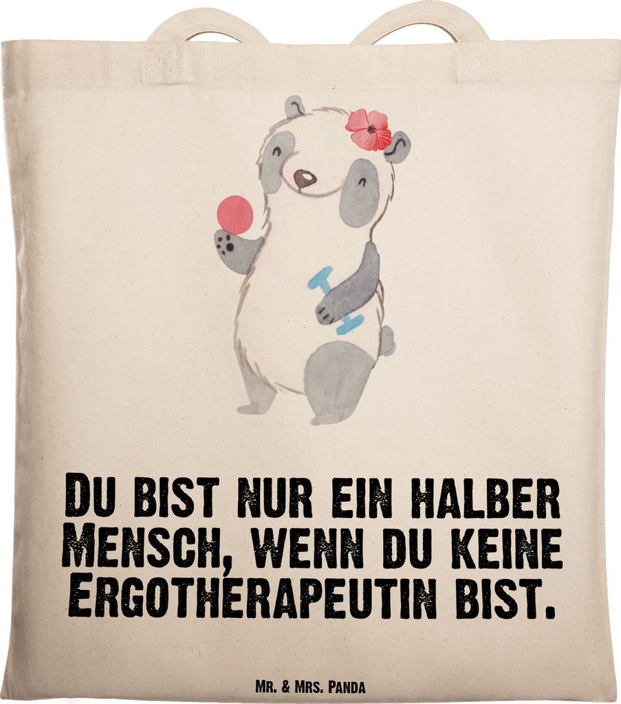 Mr. & Mrs. Panda Tote Bag Ergotherapeutin Herz - Transparent - Geschenk, Witzig, Beruf, Ausbildung, Tragetasche, canvas tasche, Schultasche, Laptop...
