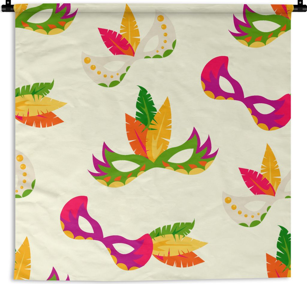 MuchoWow Wandteppich Wandbehang Karneval - Masken 60x60 cm Tapisserie Dekoration Wandtuch - Dekorationen - Wand Decke