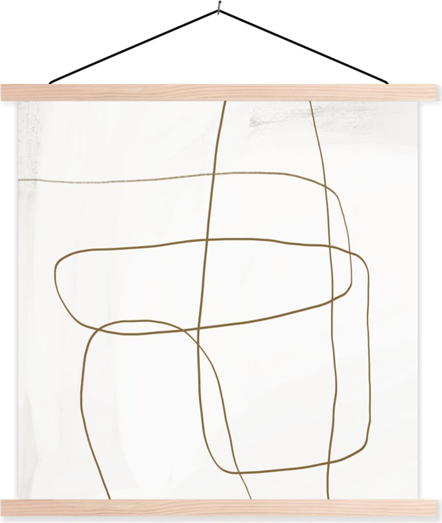 MuchoWow Textilposter Abstrakt - Weiß - Luxus 60x60 cm mit holzfarbenen Rahmen - Wanddekoration