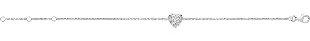 Schönes 925 Sterling Silber Herz Damen - Armband mit Zirkonia - 19cm; TRS25789