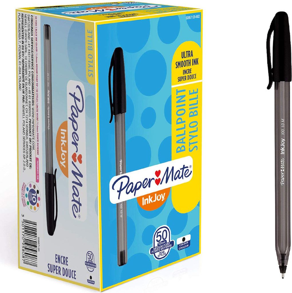 Paper Mate InkJoy 100ST Kugelschreiber | mittlere Spitze (1,0 mm) | Schwarz | 50 Stück