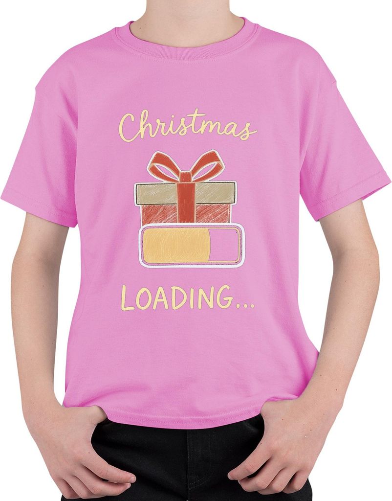 Christmas Loading Weihnachten Geschenk Ladebalken Advent Lustig Uni Kinder T-Shirt, Pink, 128
