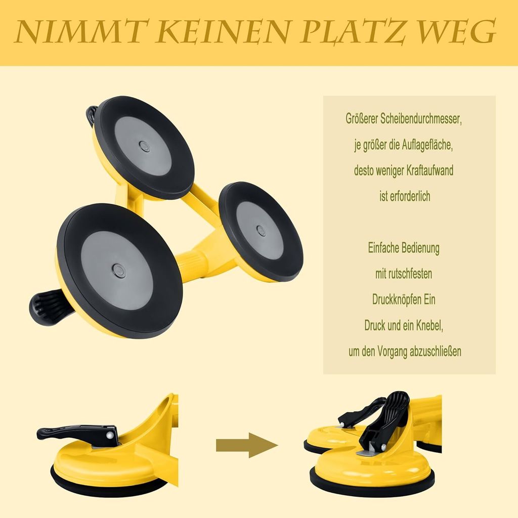 XPOtool Aluminium Saugheber Mit 45 Kg Tragkraft & 118 Mm Saugnapf Vakuumsauger Fur Glas Fliesen 81344470
