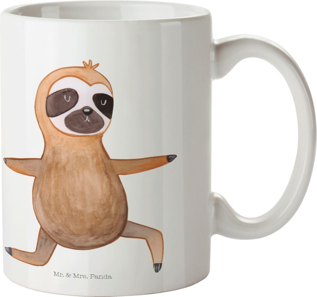 Mr. & Mrs. Panda Kaffeetasse Faultier Yoga - Weiß - Geschenk, Meditation, Teebecher, Kaffeepott, Entspannung, Namaste, kaffeebecher keramik, schö...