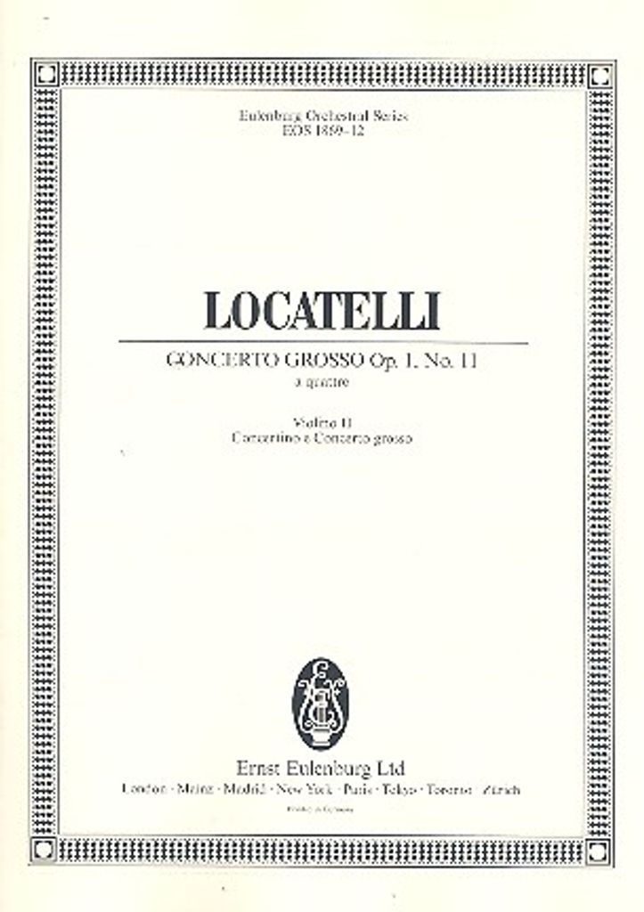 Concerto grosso op. 1,11 für 2 Violinen, Viola, Violone und Streichorchester Spielpartitur Violine 2 (solo und ripieno)