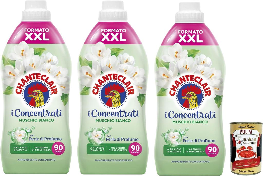 Chante Clair, I Concentrati Ammorbidente Sublime Muschio Bianco weiße Moschus Weichspüler 1800ml lang anhaltender Duft 70 Wäschen Waschmittel, 3...