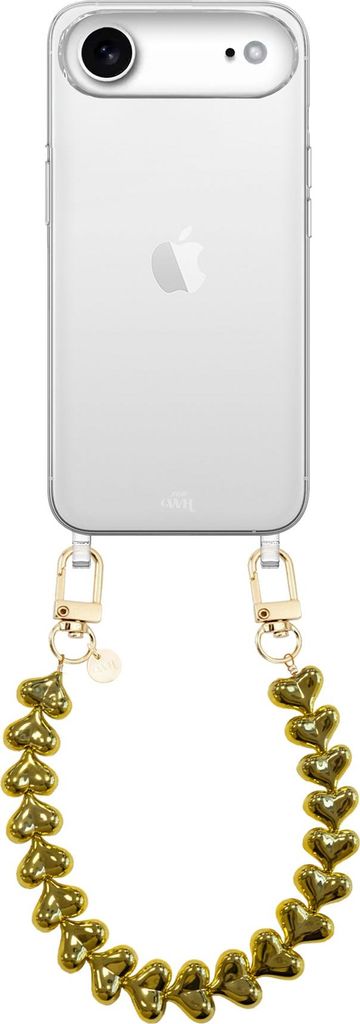 iPhone 17 Air - Funky Hearts (Gold) Transparant Cord Case