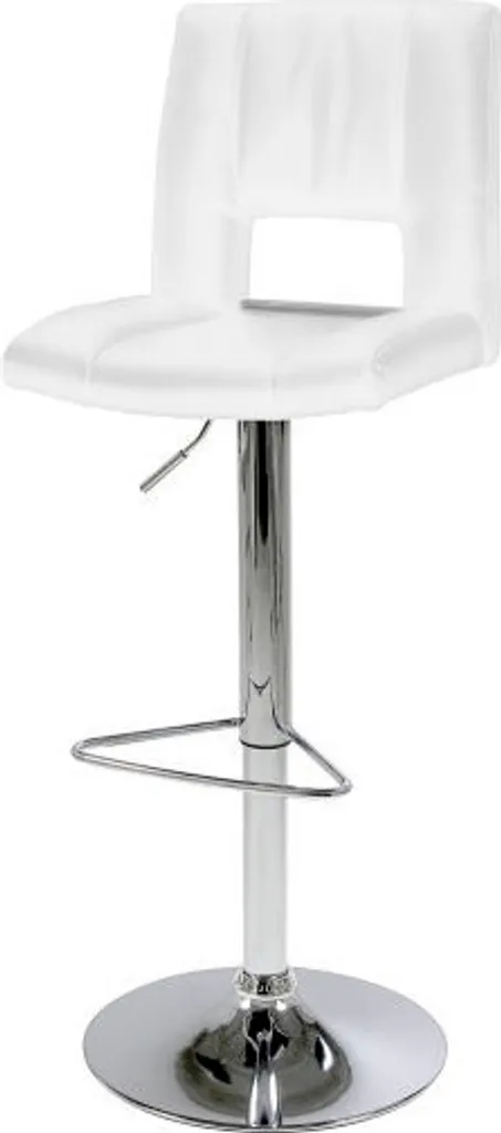 Tabouret de bar design blanc Syra en similicuir et chrome inoxydable