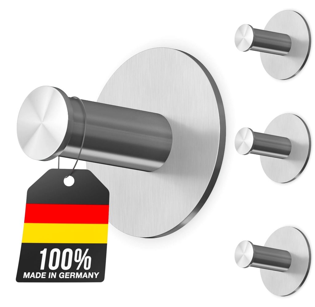 Bohrfreier Handtuchhalter – extra starke selbstklebende Haken (100 % Germany) Badezimmer-Handtuchhalter, selbstklebender Badezimmerhaken, Handtuc...