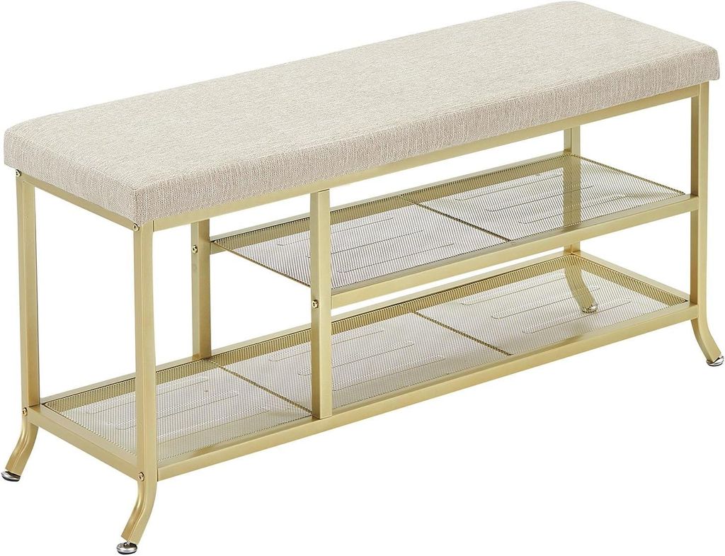 Schuhbank mit Polster Sitzbank Flur Metall 100x32x48 cm Produktbild 