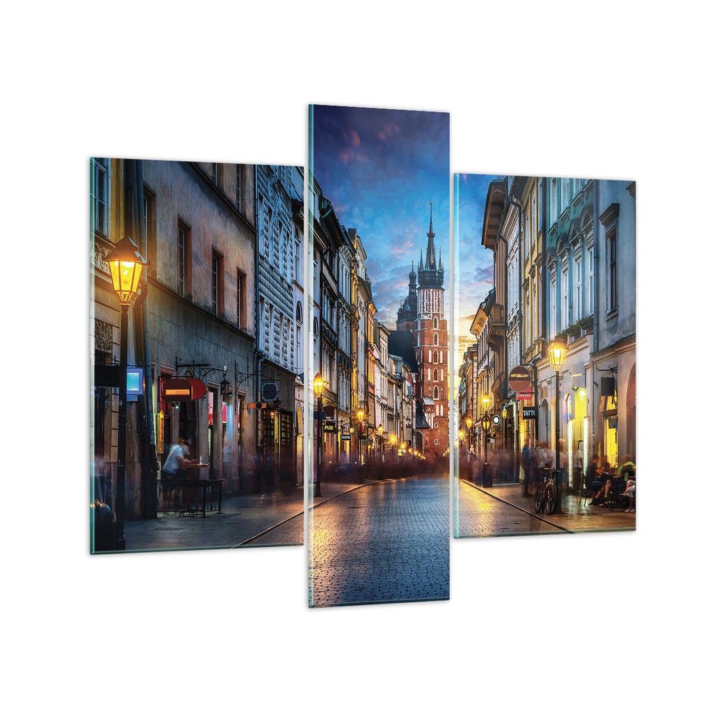 Bilder auf glas - 3 Teile - Krakau Kirche Mariacki - 95x80cm - Glasbilder - Wandbilder - Bilder - zum Aufhängen bereit - Wanddekoration aus Glas -...