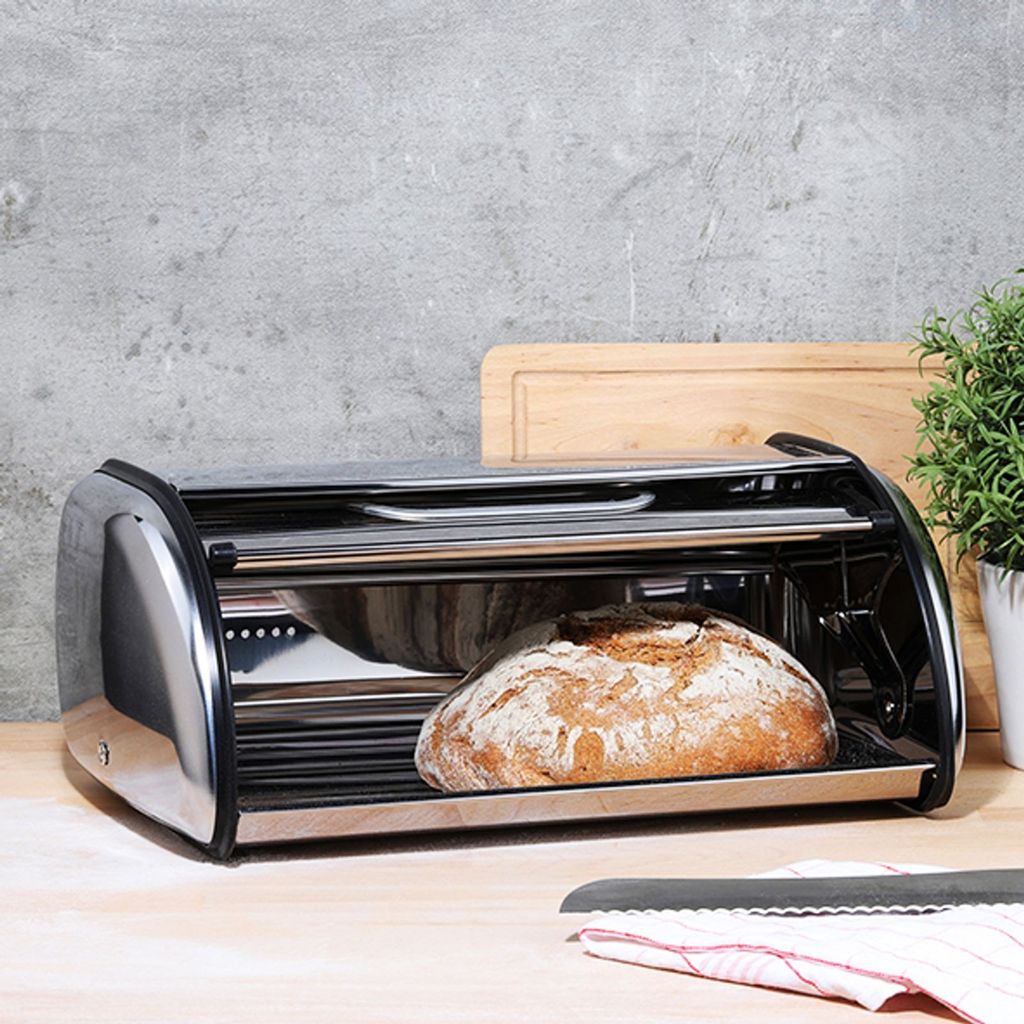 Edelstahl Brotkasten Rollklappe & Sichtfenster
