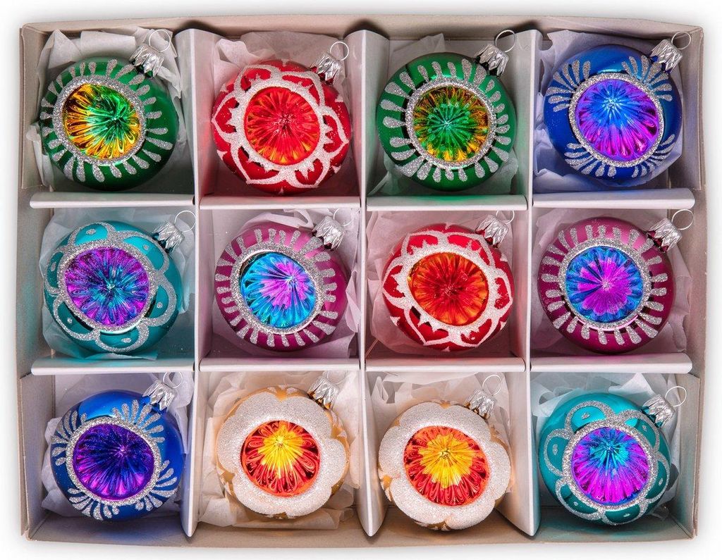 Bolas navideñas vintage y retro, 12 unidades, de 6 cm de Imagen del producto 