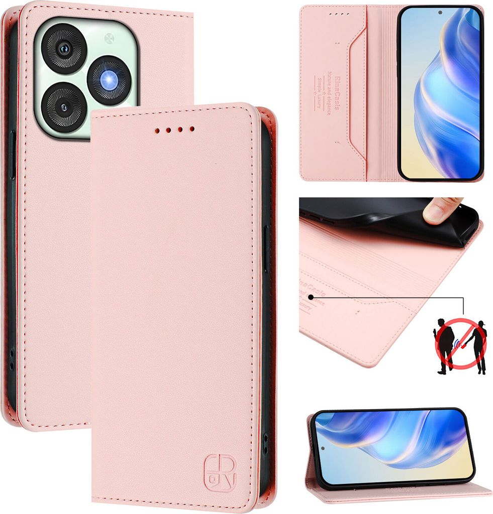 Lederhülle für itel A50 Hülle Flip Brieftasche Kartenfächern Ständer Schutzhülle Pink