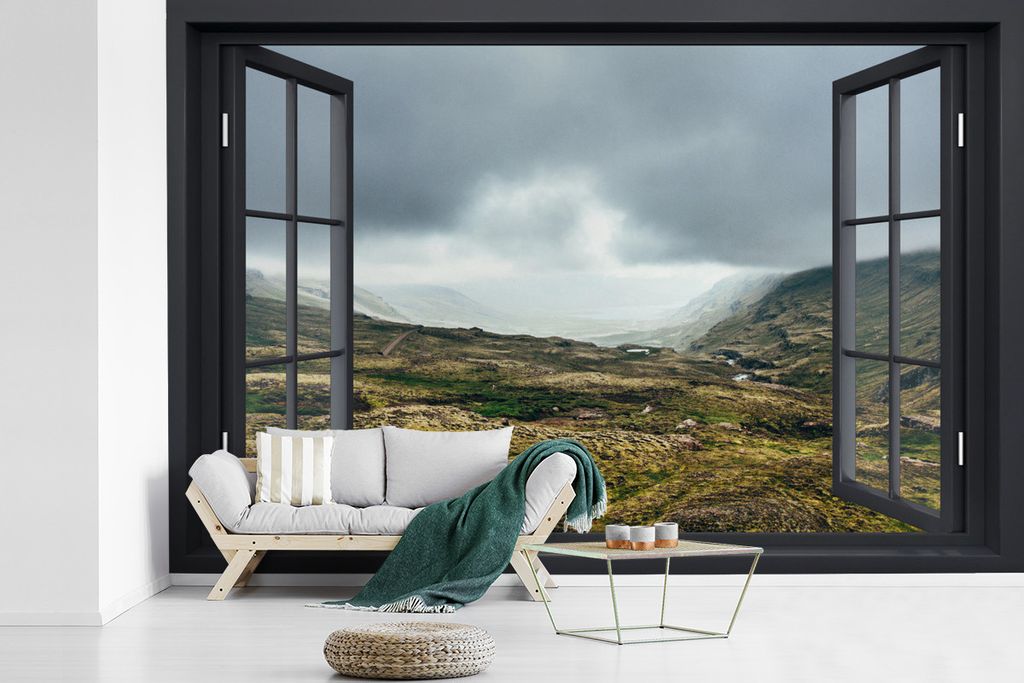 MuchoWow Fototapete für Wohnzimmer oder Schlafzimmer Wandtapete Vinyl Motivtapete Aussicht - Berg - Wolken - 600x400 cm - Vinyltapeten