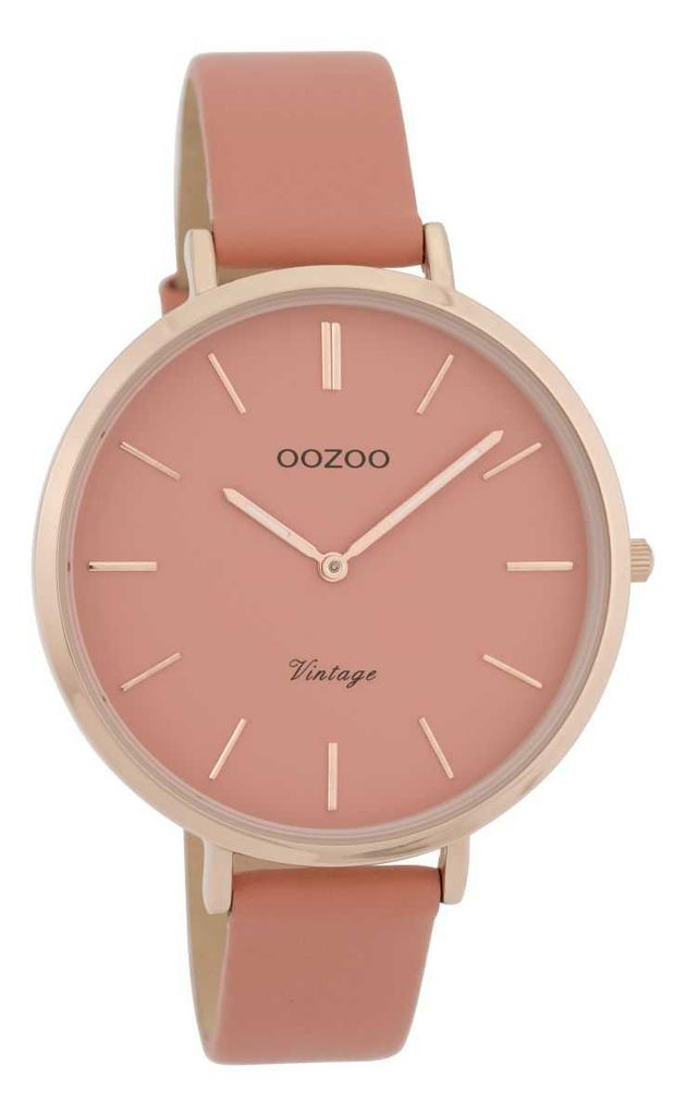 Oozoo Armbanduhr rosa Leder matt Vintage Series Damen Analog-Quarzuhr UOC9806A