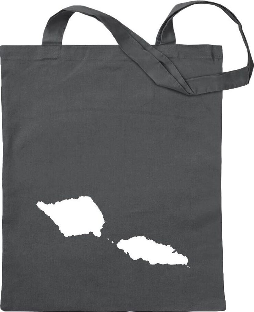 Kiwistar - Baumwolltasche - stahlgrau - Samoa Umriss Kontur - Tragetasche Stoffbeutel Umhängetasche Langer Henkel