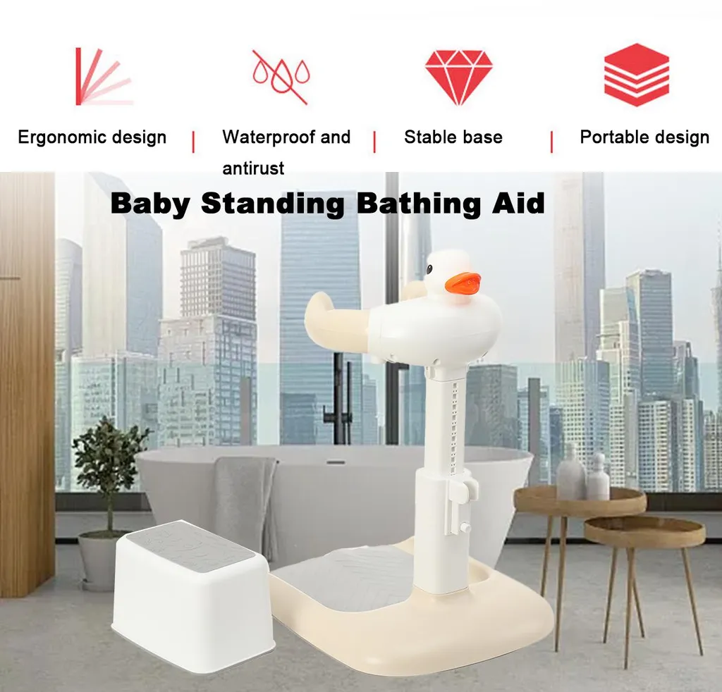 Support de baignoire ergonomique pour bébé, réglable et stable en ABS blanc - 3