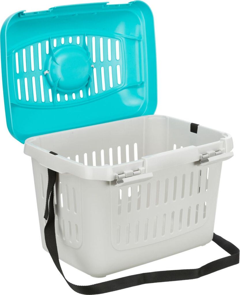 TRIXIE Transportbox Midi-Capri - hellgrau/türkis - 44 × 33 × 32 cm
