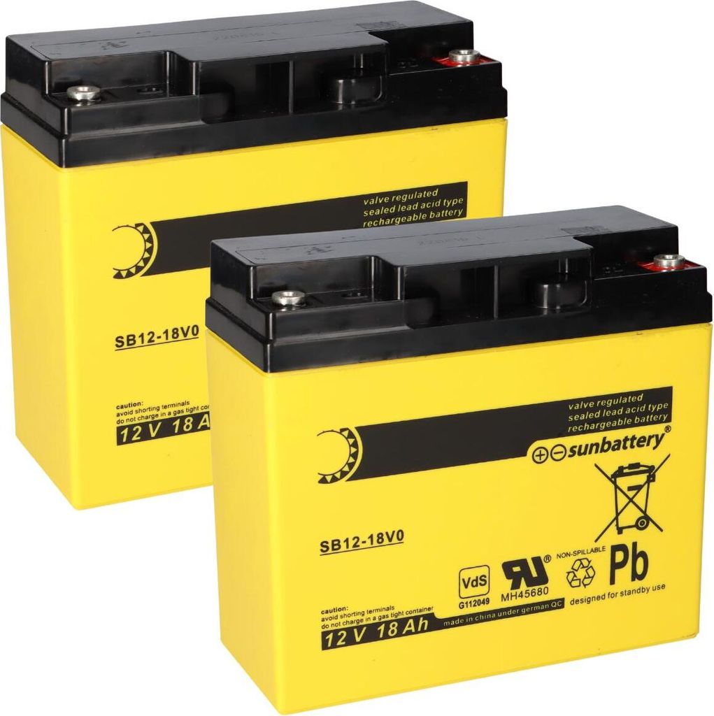 Ersatzakku für Brandmeldezentrale Minimax FMZ 5000 mod S 2 x AGM Batterie 12V 18Ah mit VdS