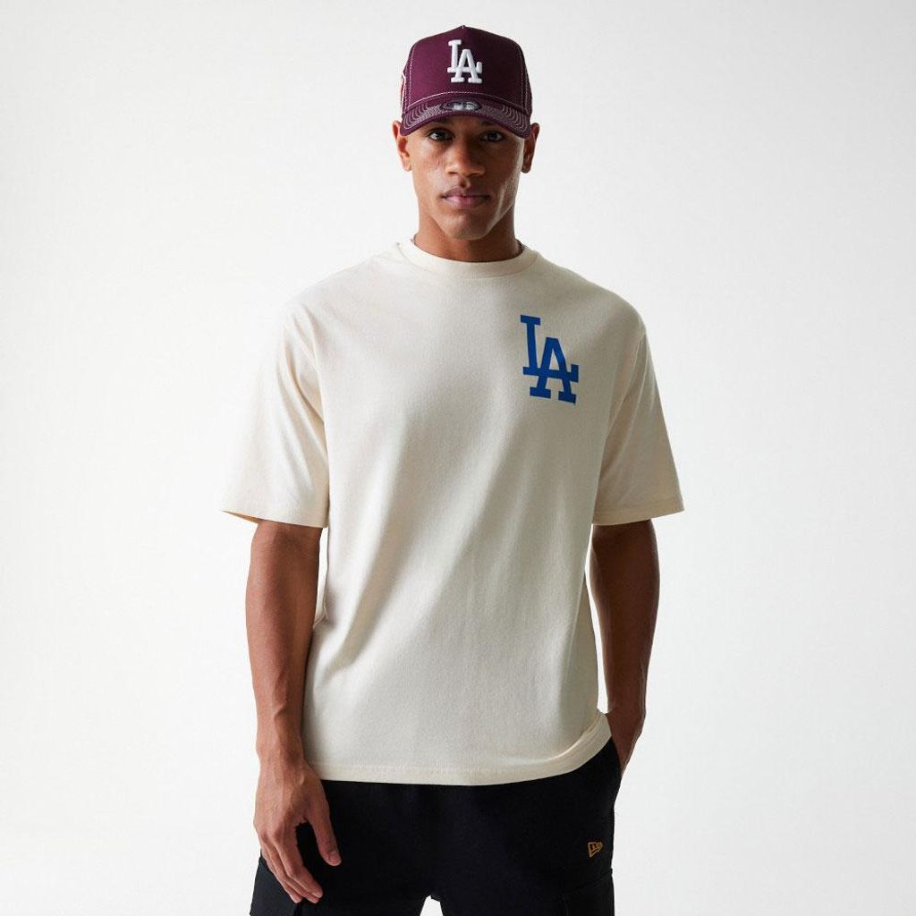 New Era Mlb Baseball Graphic Oversized Los Angeles Dodgers Kurzarm-t-shirt Beige M Herren Beige M