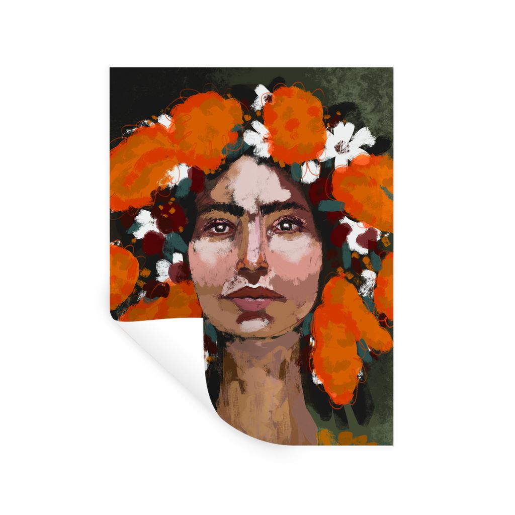 MuchoWow Wandtattoo Wandsticker Wandaufkleber Abstrakt - Frau - Porträt - Gemälde 60x80 cm Selbstklebend und Repositionierbar - Repositionierba...