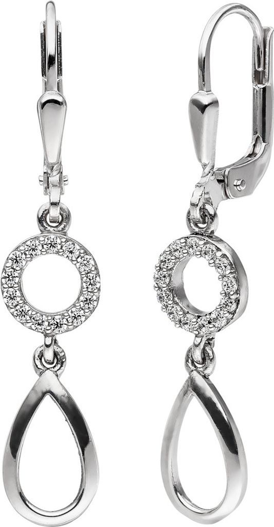 Ohrhänger Ohrringe Boutons Ring & Tropfen weiße Zirkonia Produktbild 
