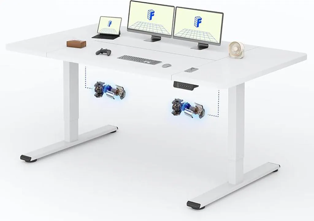 Table électrique ergonomique blanche 160x70 cm avec moteur puissant