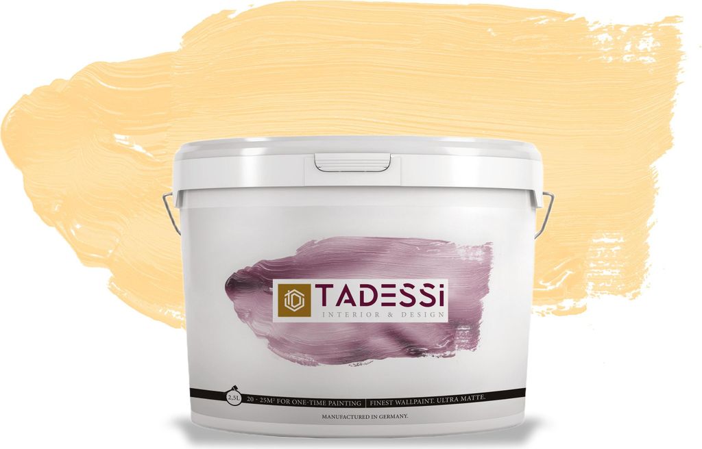 TADESSI Color Vista Wandfarbe Pastellgelb - Maisgelb - Matte Dispersionsfarbe - Hochwertige Innenfarbe für Wand und Decke - 2,5 Liter Gebinde