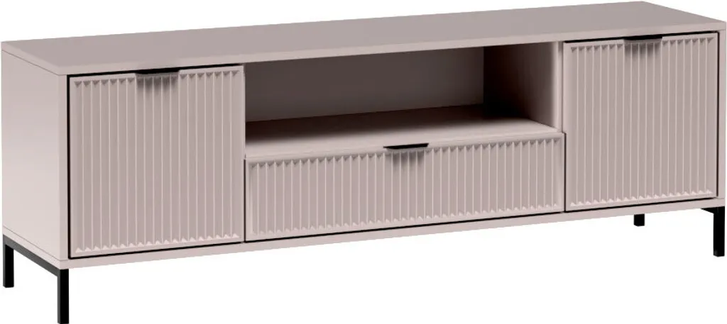 Meuble TV Asti 165 cm Largeur - Finition Cachemire Doux et Pieds Bas