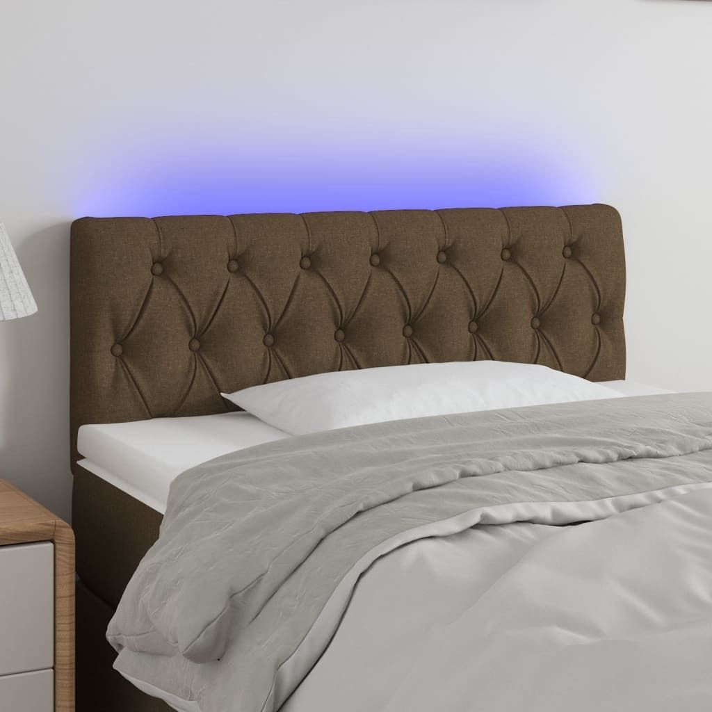 The Living Store LED Kopfteil Dunkelbraun 90x7x78/88 cm Stoff