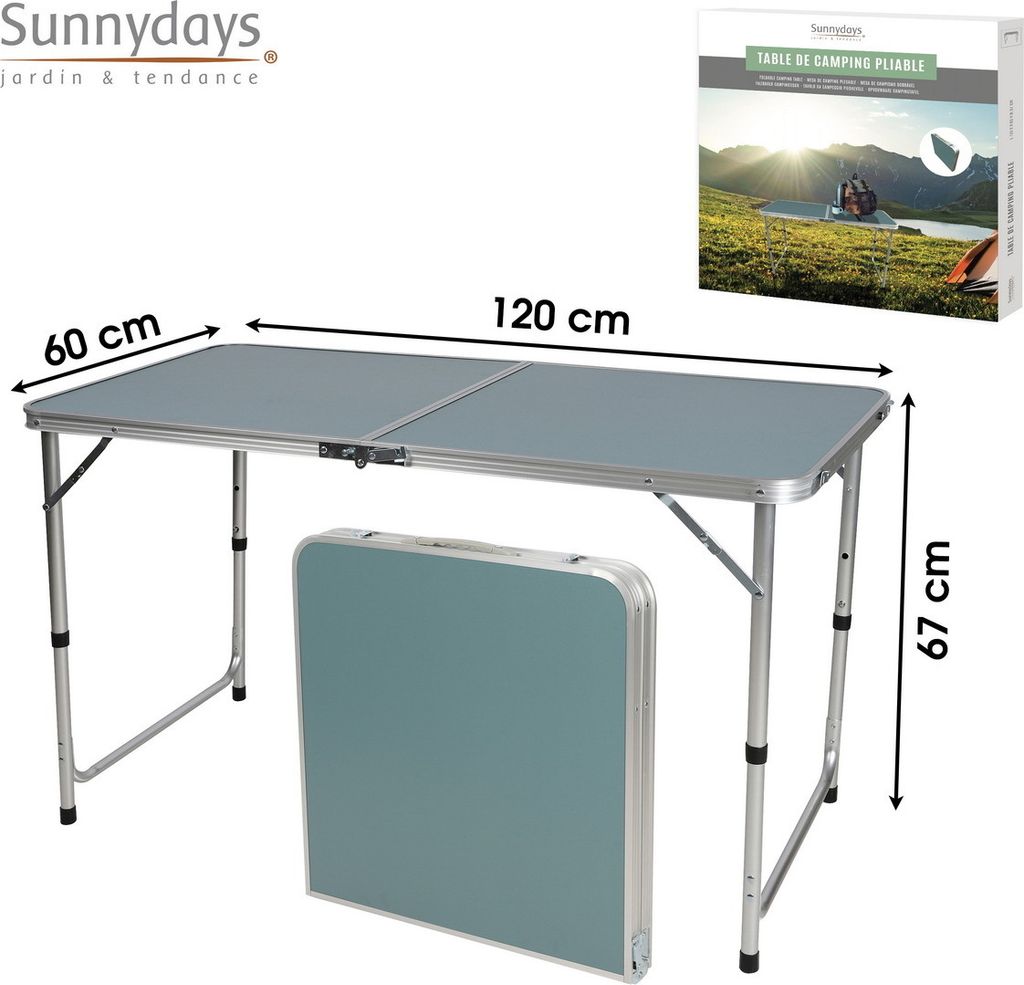 Sunnydays Campingtisch 120 x 60 x 67 cm faltbarer Produktbild 