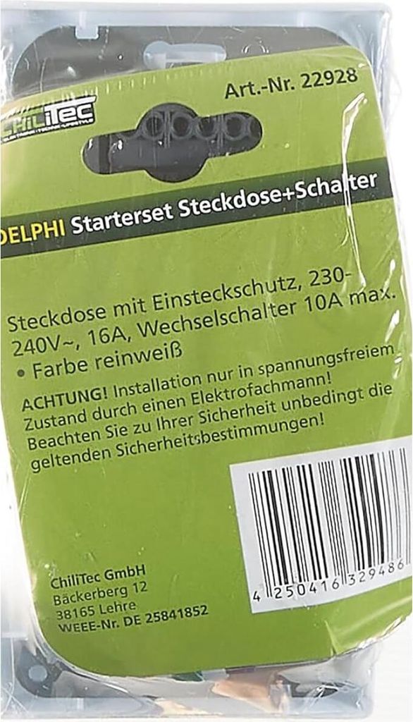DELPHI Set Steckd+WS+Rahmen 250V/ 16A, Klemmanschluss, weiß Produktbild 3