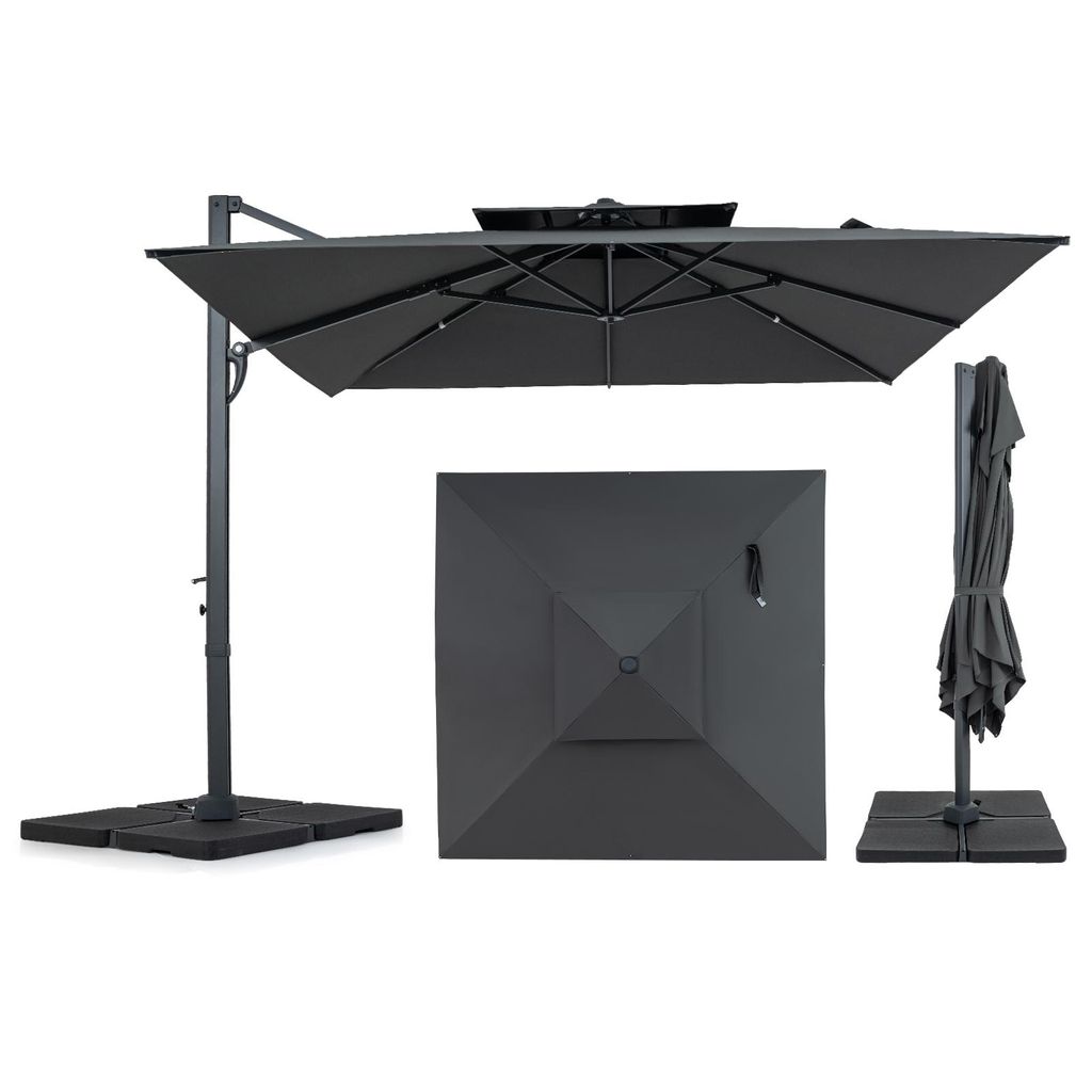 Slnečník COSTWAY 300 x 300 cm, hliníkový výklopný slnečník Obrázok produktu 