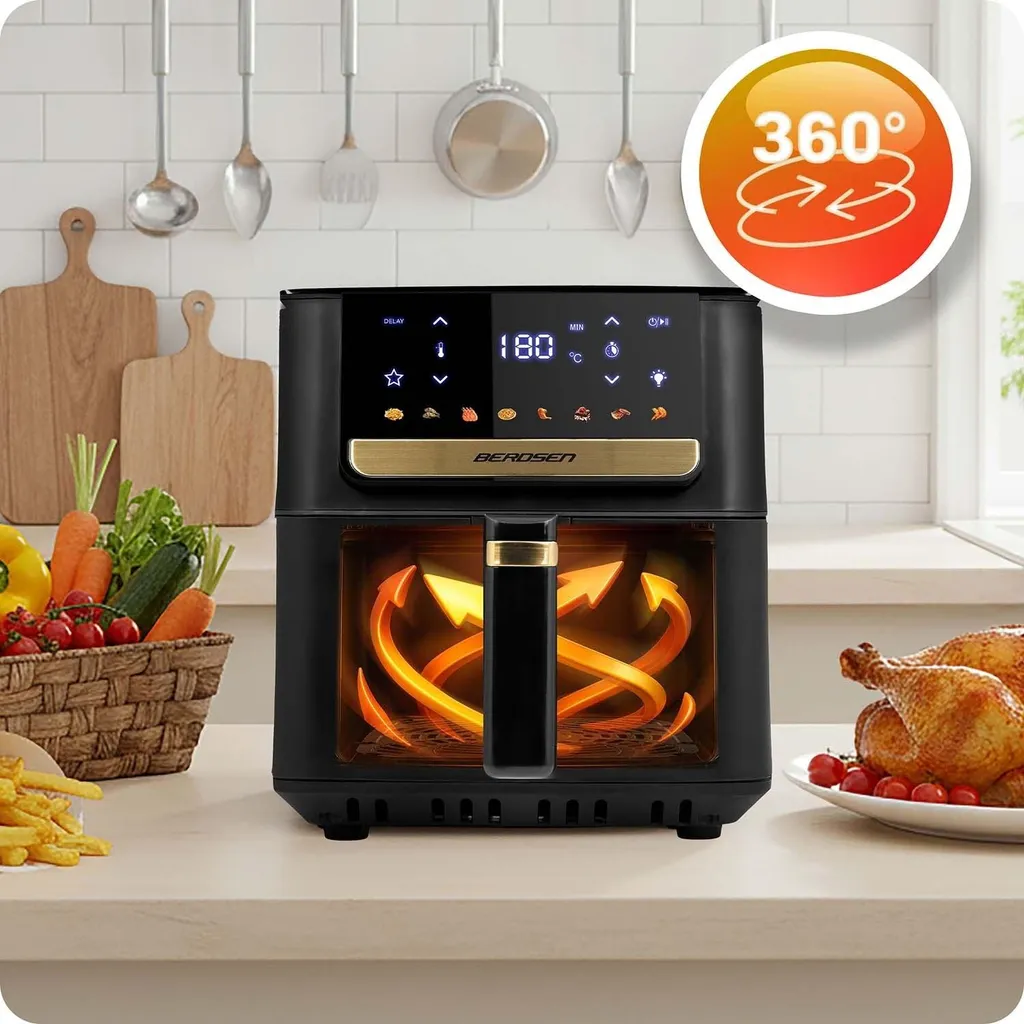 Cuisiner pour toute la famille : Friteuse air chaud 6,5 L 1700W noire