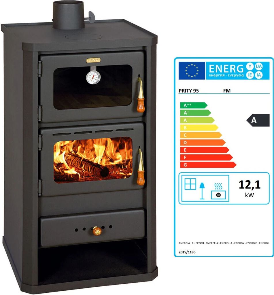 - Houtkachel PRITY FM 12.1 kW met oven, geschikt voor Productafbeelding 