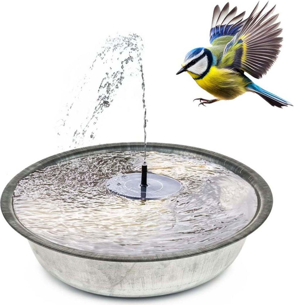 Solar-Brunnen Set für draußen - 40 cm Zink-Schale Produktbild 