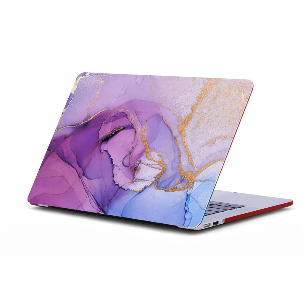 Schutzhülle für Apple MacBook Air 13" Hülle A2337 A2179 A1932 (M1 2020–2018) Hardcase Schutz Cover Transparent Marmor 2-Teilig - Lila/Blau Mar...