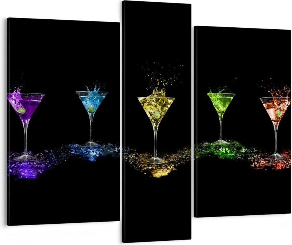 Bild auf Leinwand - Leinwandbild - Cocktail trinken Alkohol Glas - 95x80cm - Wand Bild - Wanddeko - Leinwanddruck - Bilder - Kunstdruck - Wanddekor...