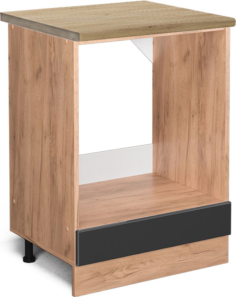 Herdumbauschrank Vicco R-Line Anthrazit Hochglanz 60 cm , AP Eiche, Model 45705