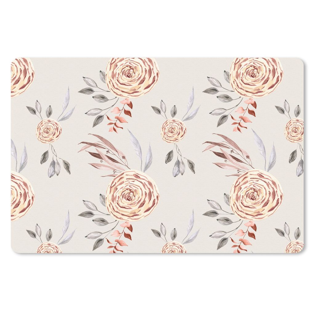 MuchoWow Schreibtischunterlage Rosen - Blumen - Gold - Muster 60x40 cm - XXL Mauspad - Großes Mauspad